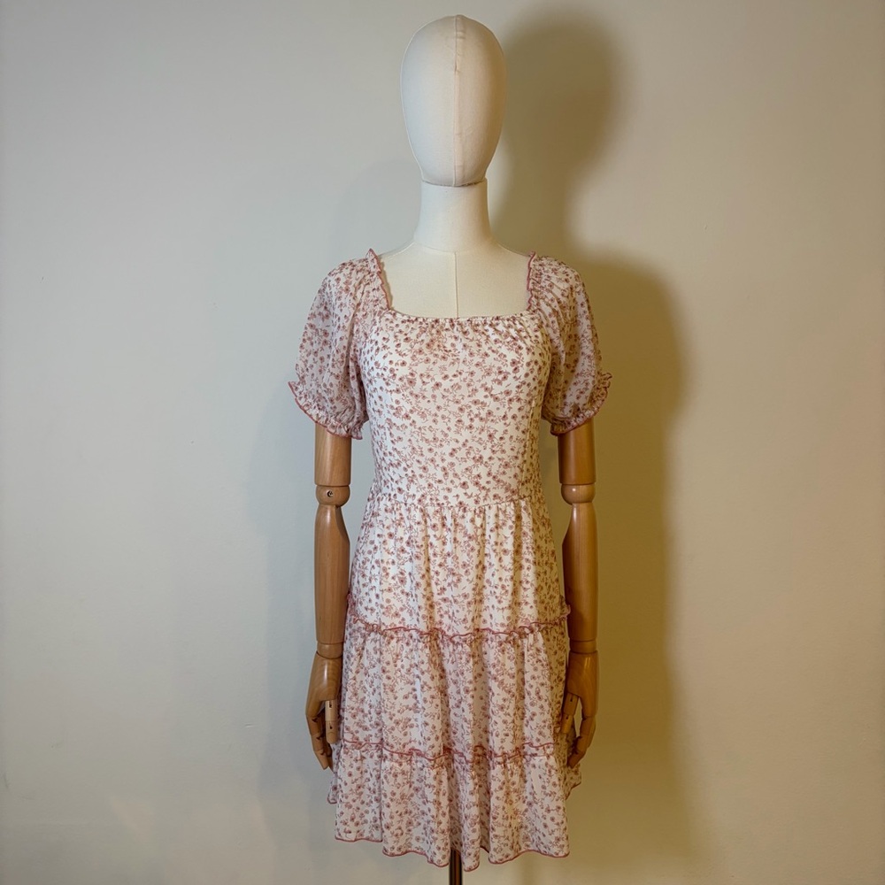 Chill Floral Smocked Tiered Mini Dress Size XS NEW